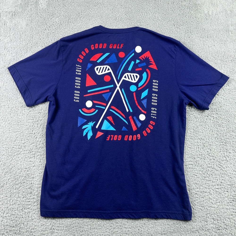 Good Good Golf T-Shirt Mens Large Navy Blue Short Sleeve Cotton Blend